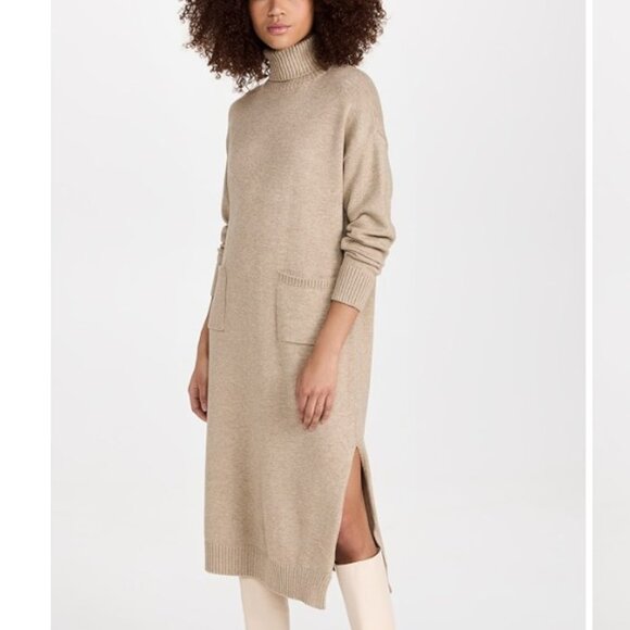 Line & Dot Dresses & Skirts - Line & Dot Dress Womens L Beige Rianne Sweater Dress Pullover Turtle Neck Knit